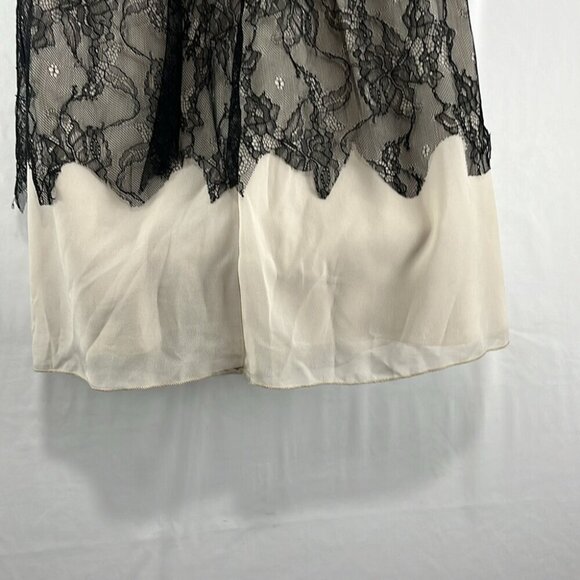 Rina Scimento Italian-Made Beige Mini Dress w/ Black Mesh Overlay - Picture 8 of 11